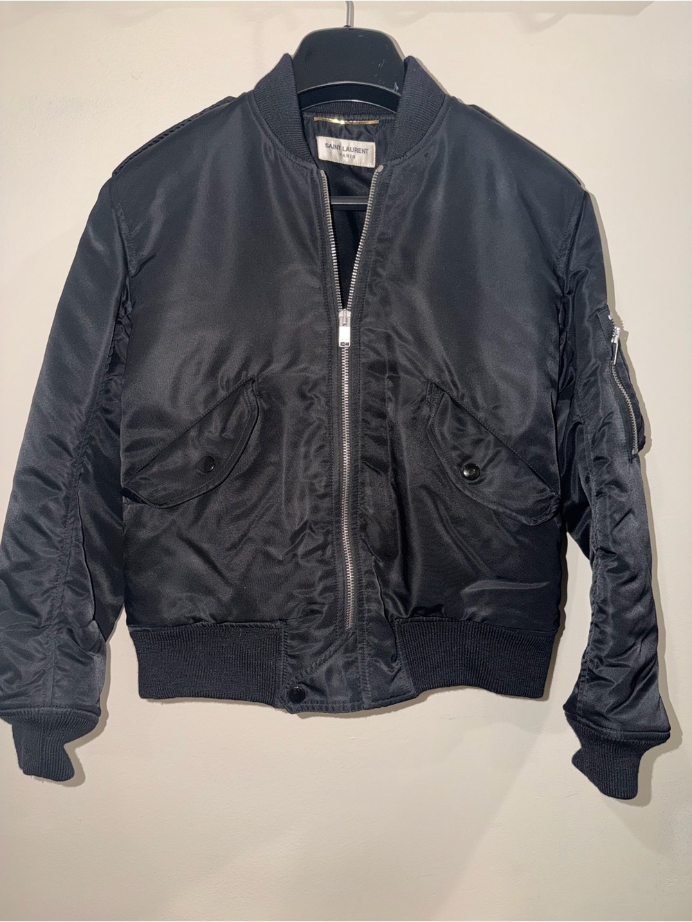 Saint Laurent Black Puffer Bomber Jacket
